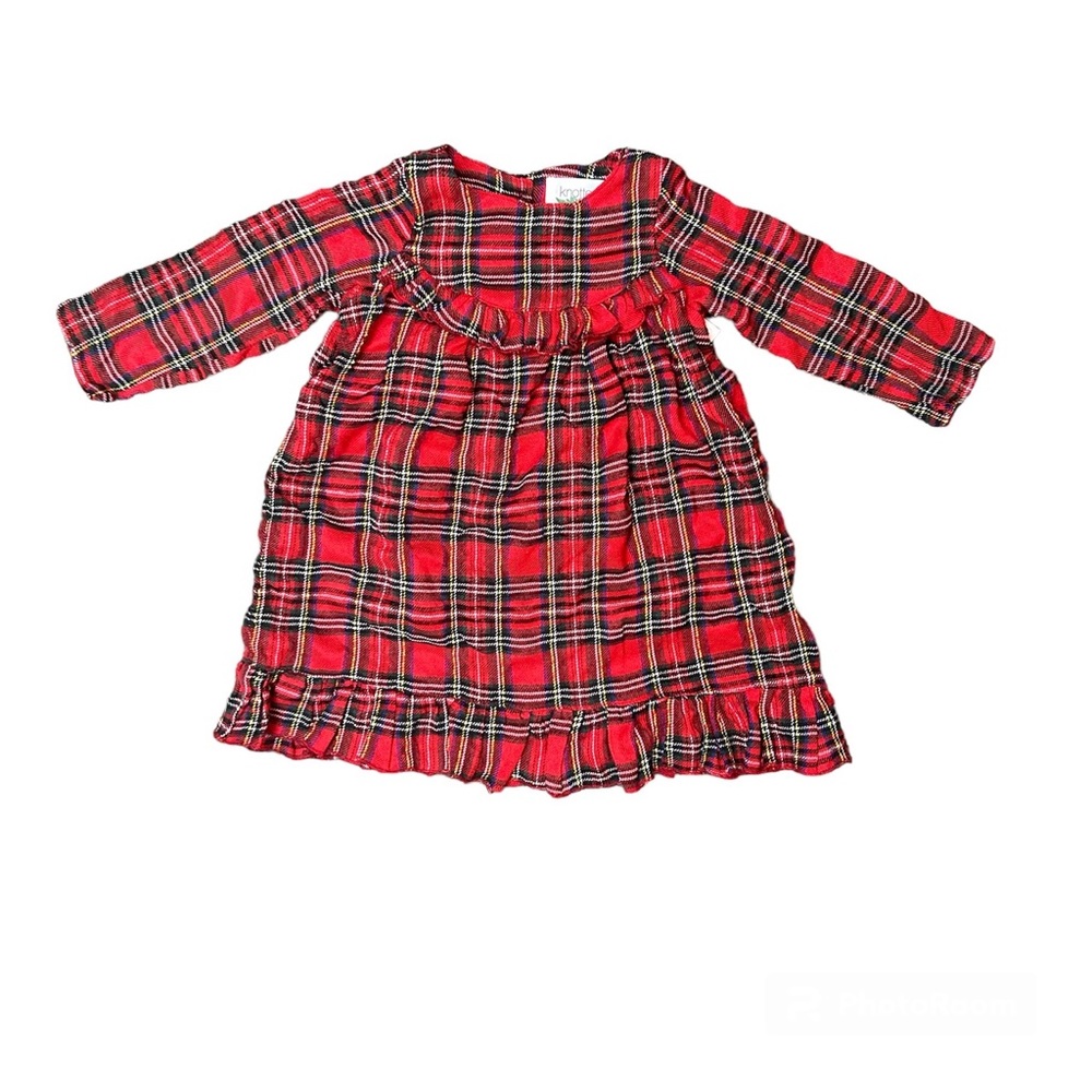 Knotted Fern red tartan plaid Christmas dress size 18-24 months